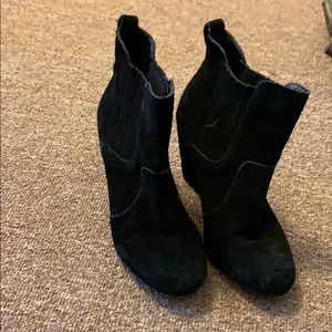 BCBG suede wedge bootie